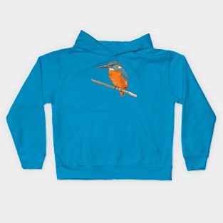 Cartoon Style Fishing Bird Black Outline Art Kids Hoodie